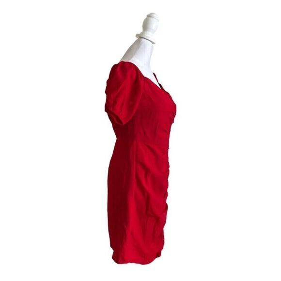 Walter Baker Odette Ruched Crepe Off Shoulder Mini Dress Designer Red NWT US 4 - Picture 8 of 13